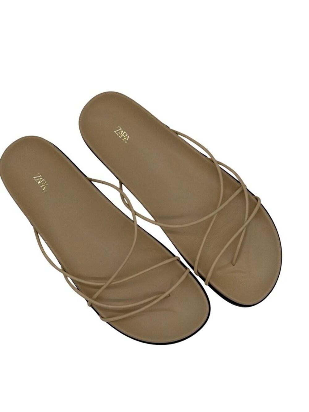 Zara Cream Thin Strap Footbed Flat Sandals Size 42/11